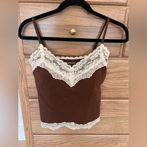 Abercrombie & Fitch Bra-free Lace Trim Cami Brown M